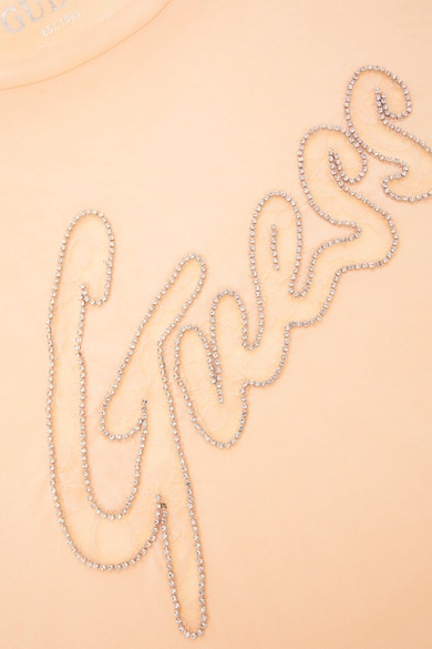 GUESS Pamutpóló strasszköves logórátétekkel női