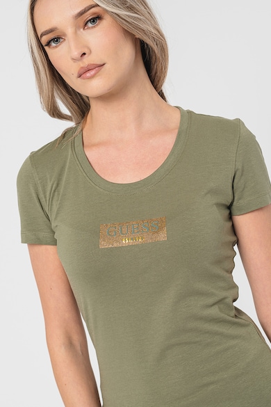 GUESS Тениска с лого от декоративни камъни Жени