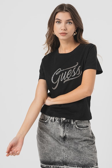 GUESS Тениска с бродирано лого и декоративни камъни Жени