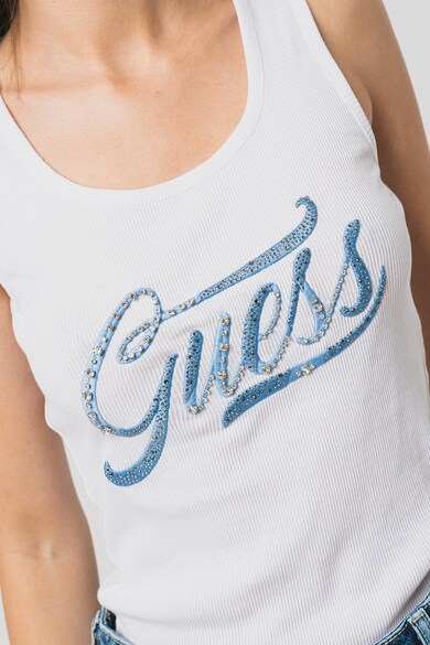 GUESS Top cu logo brodat si strasuri Femei