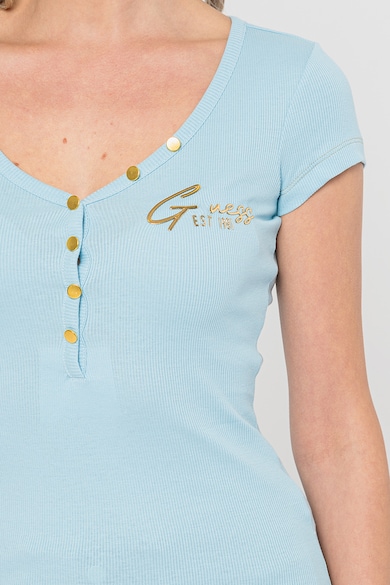 GUESS Памучна тениска с декоративни копчета Жени