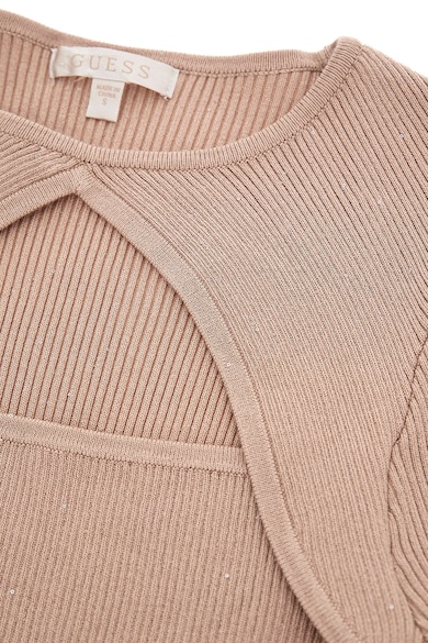 GUESS Bordázott pulóver kivágással a mellrészen női