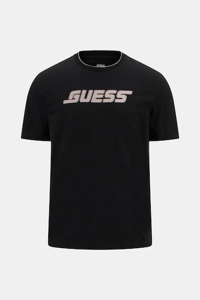 GUESS Памучна тениска с овално деколте и лого Мъже