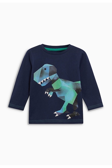 NEXT Set de bluze turcoaz cu bleumarin cu dungi si dinozauri Baieti