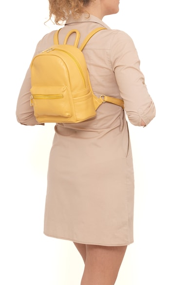 Lia Biassoni Bőr hátizsák külső zsebbel női