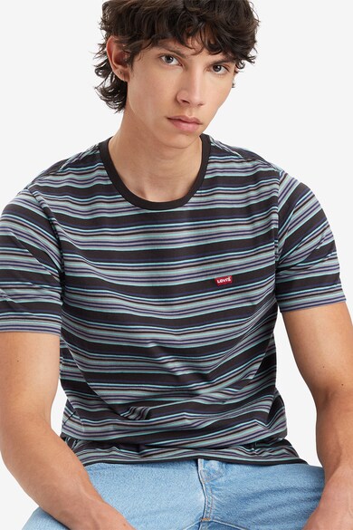 Levi's Tricou din bumbac cu decolteu la baza gatului si model in dungi Barbati