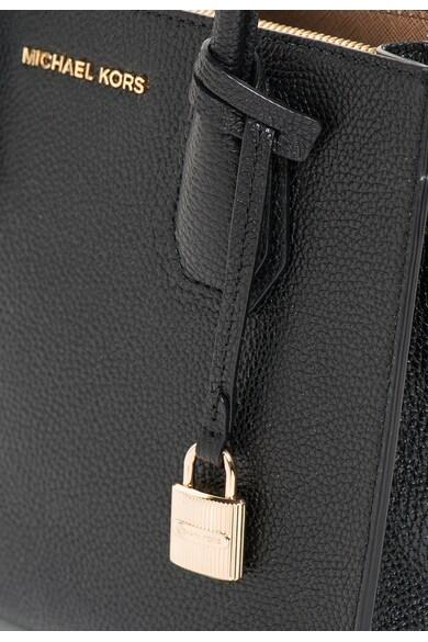 Michael Kors Geanta crossbody mini neagra de piele granulata Mercer Femei