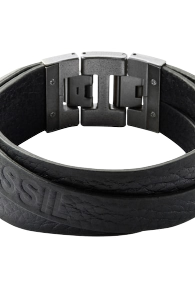 Fossil Bratara neagra de piele cu logo Barbati