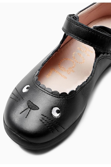 NEXT Pantofi Mary Jane negri de piele cu design pisica Fete