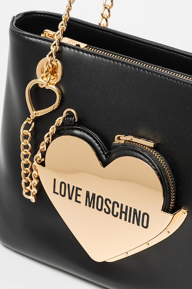 Love Moschino Shopper fazonú műbőr táska szív alakú fémrészlettel női