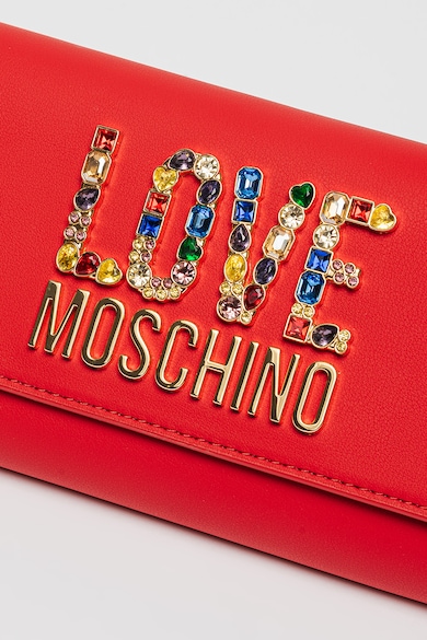Love Moschino Műbőr borítéktáska strasszkövekkel díszítve női