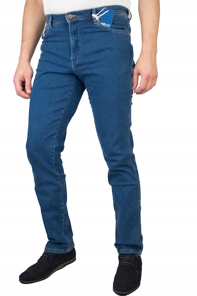 Blugi Barbati - Texas Slim - W42-L34 - 100% Bumbac - Fermoar - Lungi - Talie Medie - 5 Bunzuare - High-Quality - Albastru