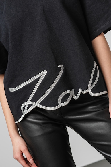 Karl Lagerfeld Laza fazonú póló hímzett logós alsó szegéllyel női
