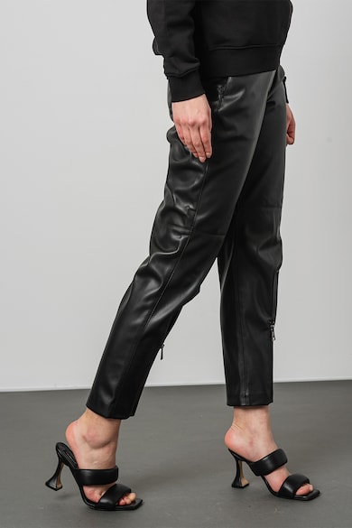 Karl Lagerfeld Műbőr nadrág cipzáros hasítékokkal női