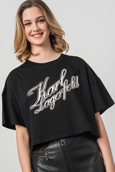 Karl Lagerfeld Къса свободна тениска с лого Жени