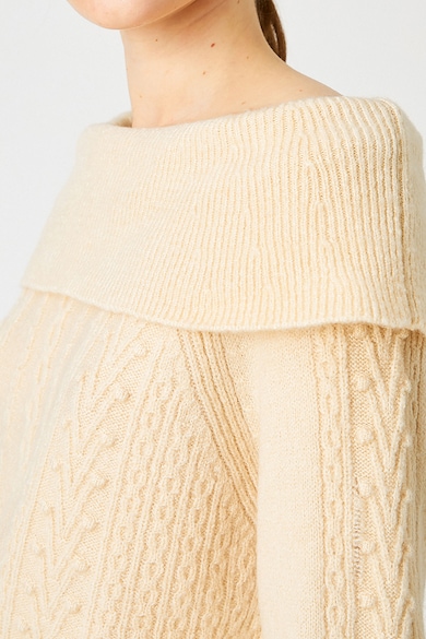 KOTON Пуловер с плетка осморка и голи рамене Жени
