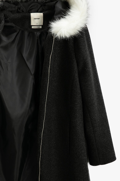 KOTON Kapucnis kabát műszőrme szegélyes gallérral női