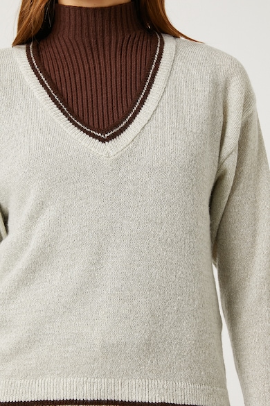 KOTON Pulover tricotat fin cu decolteu in V Femei