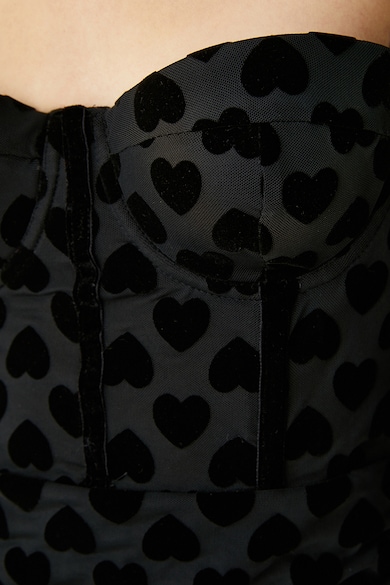 KOTON Szívecskés mintájú ruha szív alakú nyakrésszel női