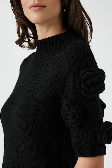 KOTON Crop pulóver 3D virágokkal női