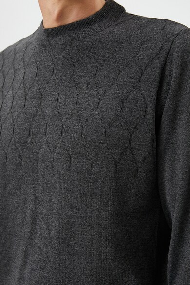 KOTON Gyapjútartalmú pulóver texturált részletekkel férfi