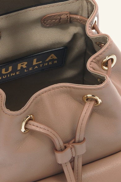 Furla Flow egyszínű bőr hátizsák külső zsebbel női