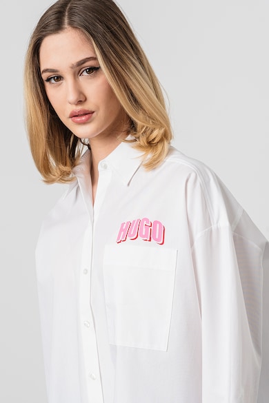 HUGO Уголемена риза с лого на гърдите Жени