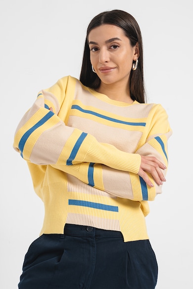 BOSS Flave gyapjútartalmú csíkos pulóver női