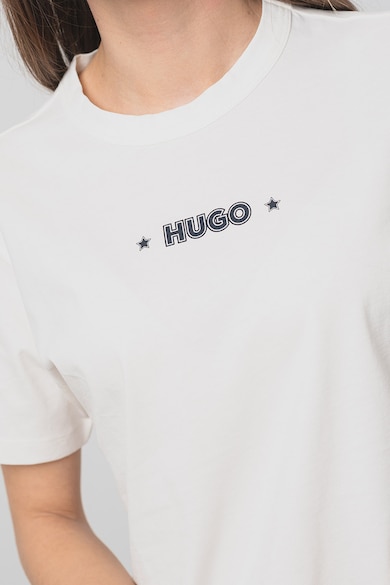 HUGO Tricou cu decolteu la baza gatului si imprimeu logo Damacia Femei