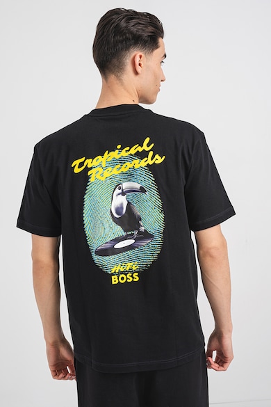BOSS Te_Records bő fazonú mintás póló férfi