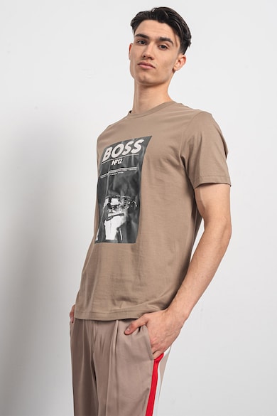 BOSS Tricou de bumbac cu logo si imprimeu grafic Barbati