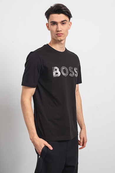 BOSS Ocean logómintás pamutpóló férfi