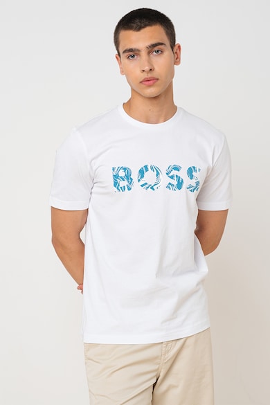 BOSS Ocean logómintás pamutpóló férfi