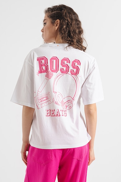 BOSS Памучна тениска Enis с шарка на гърба Жени