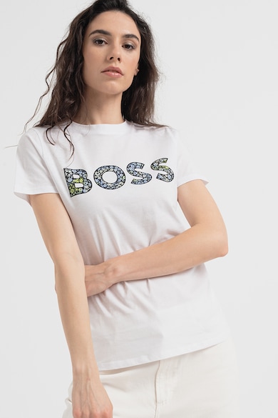 BOSS Tricou de bumbac cu imprimeu logo Femei