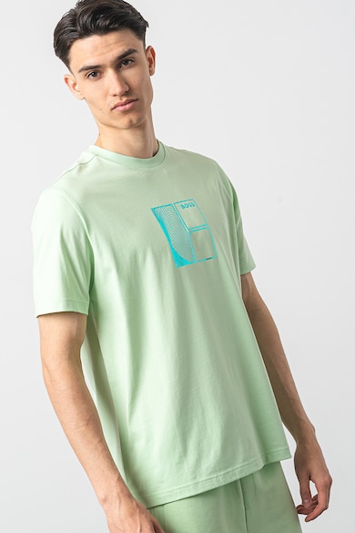 BOSS Тениска с овално деколте и лого Мъже