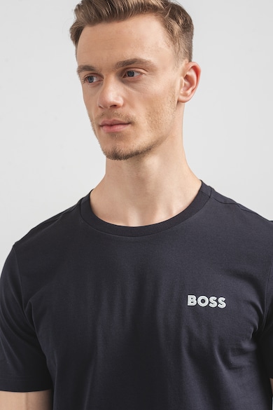 BOSS Тениска от памук с овално деколте и лого Мъже