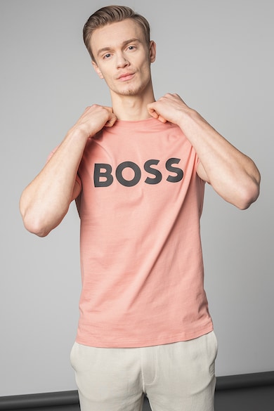 BOSS Tricou din bumbac cu logo Thinking Barbati