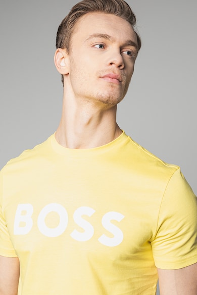 BOSS Tricou din bumbac cu logo Thinking Barbati