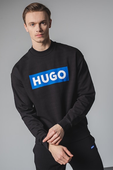 HUGO Kerek nyakú logós pulóver férfi