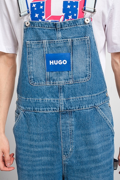 HUGO Salopeta de denim cu aspect decolorat Barbati