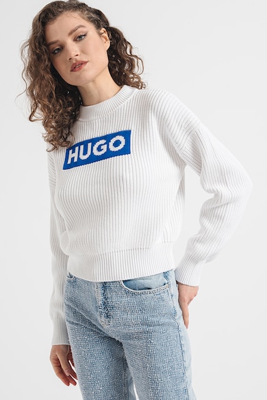 HUGO Sloger logós bordázott pulóver női