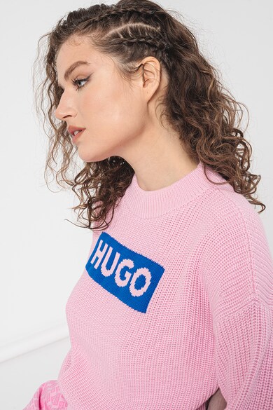 HUGO Bordázott pulóver logómintával női