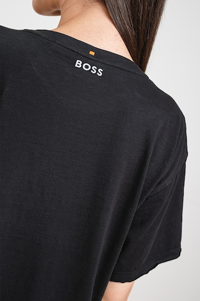 BOSS Памучна тениска с фигурален принт Жени