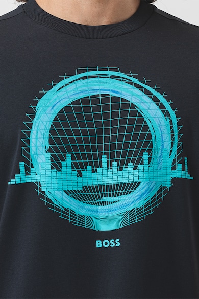 BOSS Тениска с памук с фигурална щампа Мъже