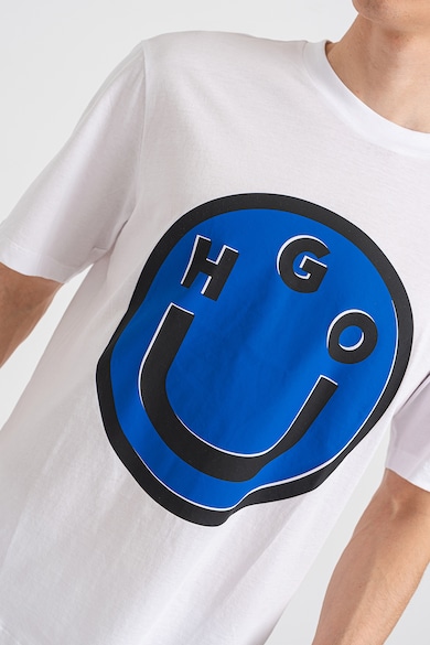 HUGO Tricou din bumbac cu imprimeu grafic si logo Barbati