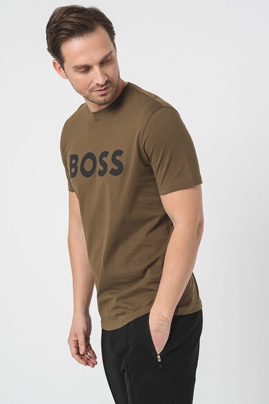 BOSS Tricou din bumbac cu logo Thinking Barbati