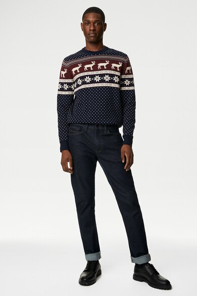 Marks & Spencer Kerek nyakú pulóver téli mintával férfi