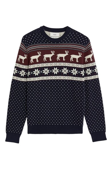 Marks & Spencer Пуловер с овално деколте и зимна шарка Мъже