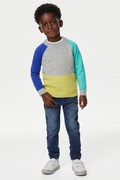 Marks & Spencer Kerek nyakú colorblock dizájnú pulóver Fiú